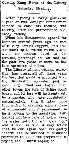 Saline Theatre - Old Article From James (newer photo)